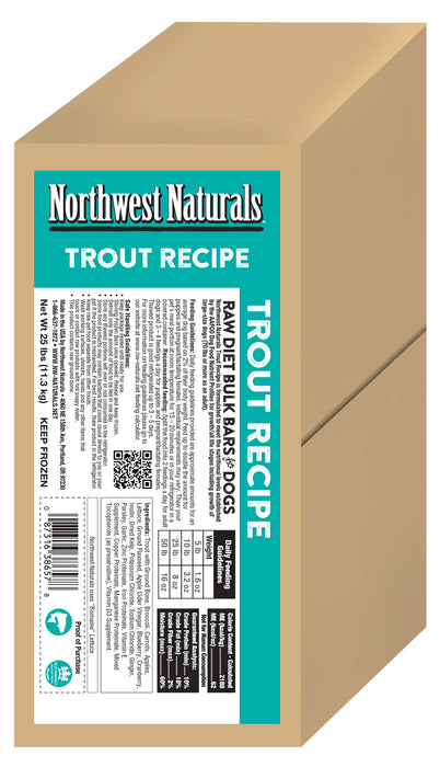 Northwest Naturals Raw Trout Bulk Dinner Bars 25 lb. (Frozen)