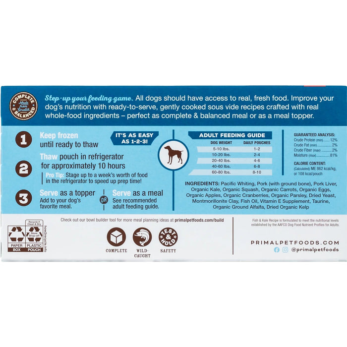 Primal Gently Cooked Fish & Kale Recipe Dog Food 8 oz. (Frozen)