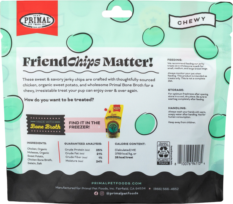 Primal FriendChips Matter Chicken Jerky & Bone Broth Recipe 4 oz.