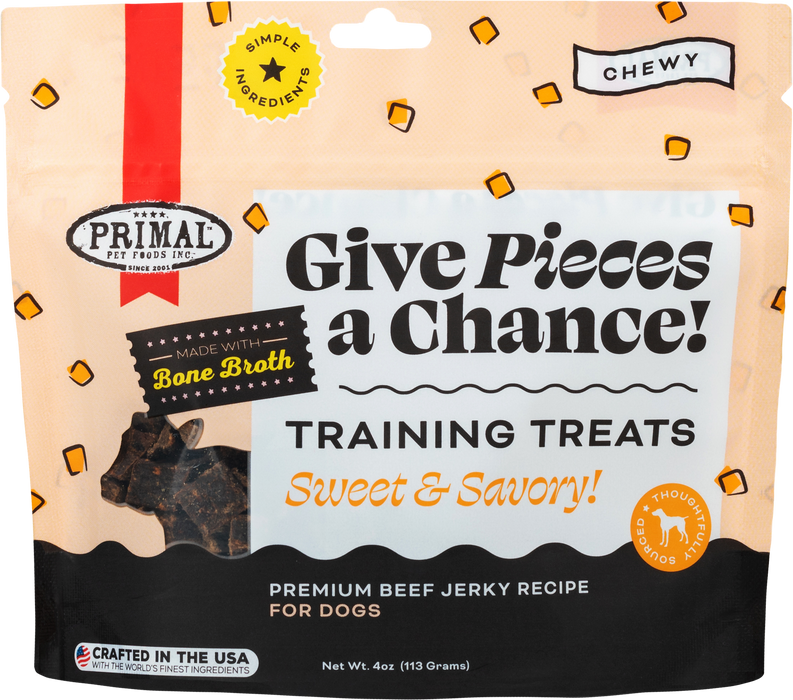 Primal Give Pieces A Chance Training Treats Beef & Bone Broth Recipe 4 oz.