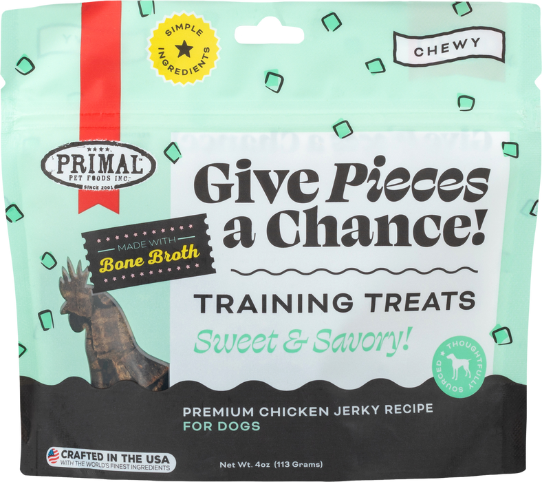 Primal Give Pieces A Chance Training Treats Chicken & Bone Broth Recipe 4 oz.