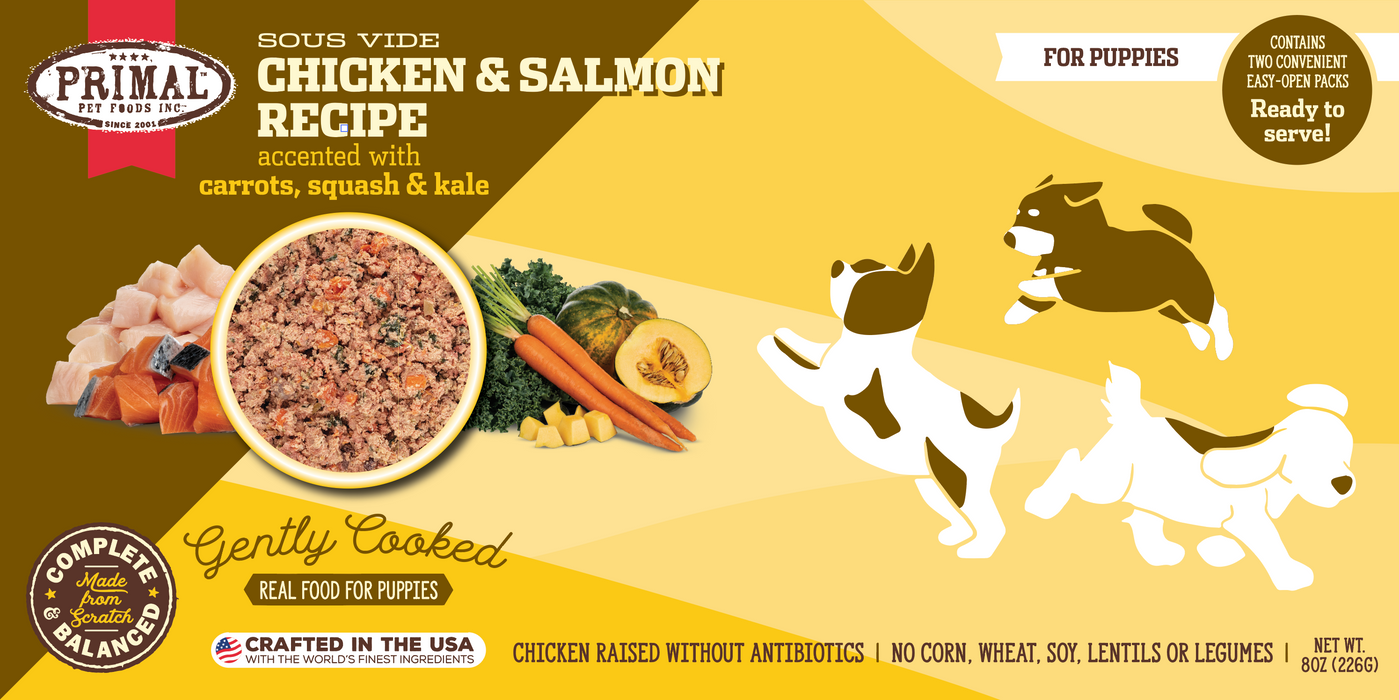 Primal Gently Cooked Chicken & Salmon Recipe Puppy Dog Food 8 oz. (Frozen)