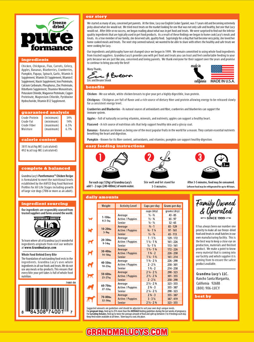 Grandma Lucy's Pureformance Chicken Dog Food