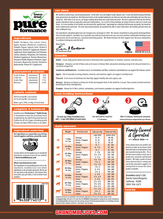 Grandma Lucy's Pureformance Rabbit Dog Food