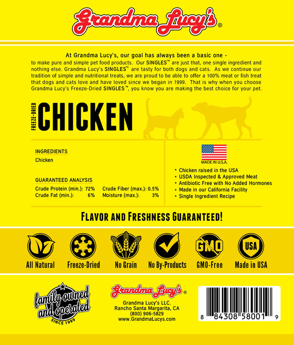 Grandma Lucy's Singles Freeze-Dried Chicken 3.5 oz.