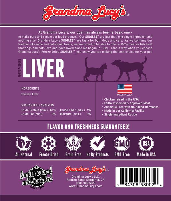 Grandma Lucy's Singles Freeze-Dried Chicken Liver 2.5 oz.